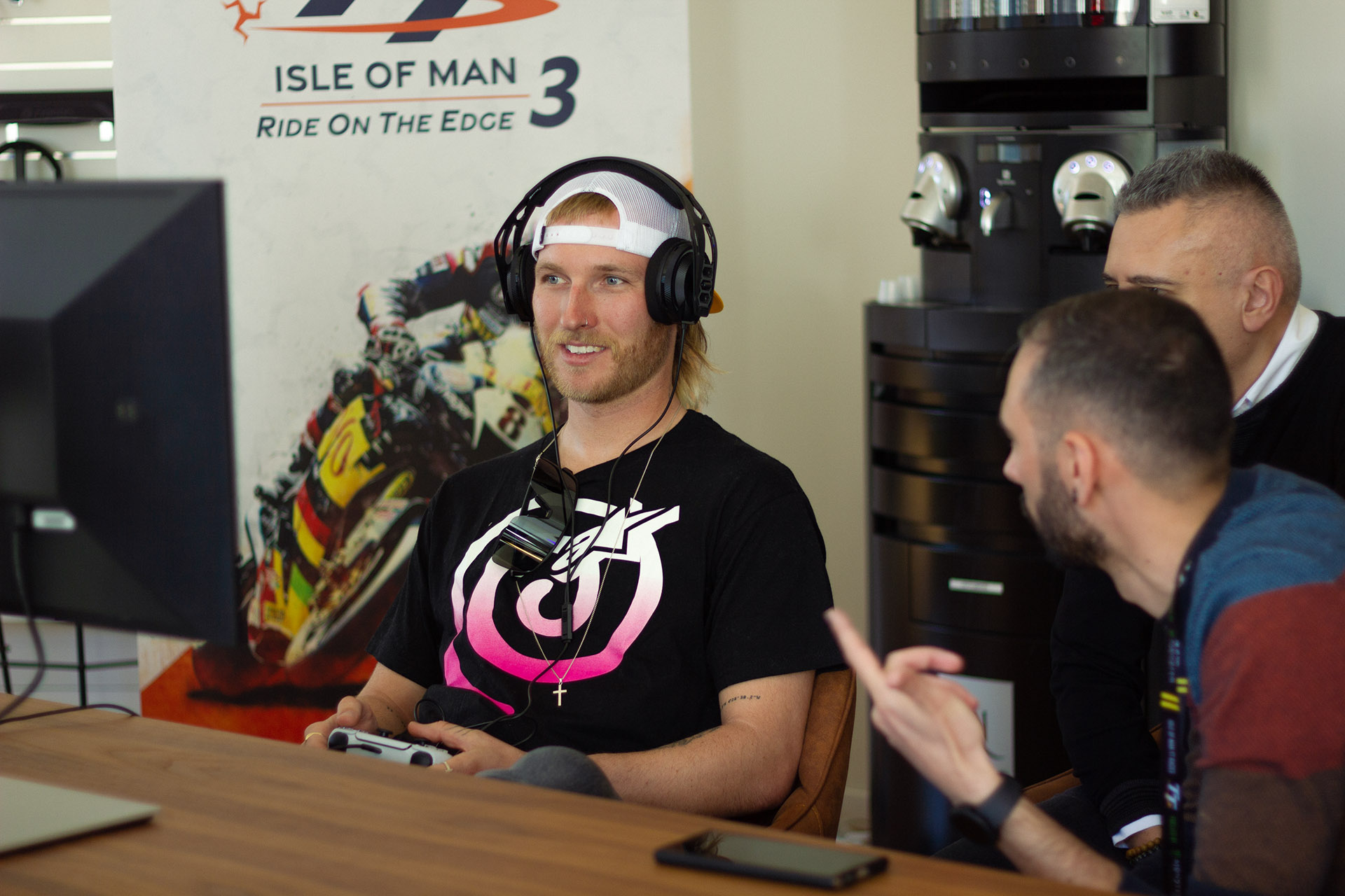 TT rider Davey Todd testing TT Isle Of Man: Ride on the Edge 3 with RaceWard developers